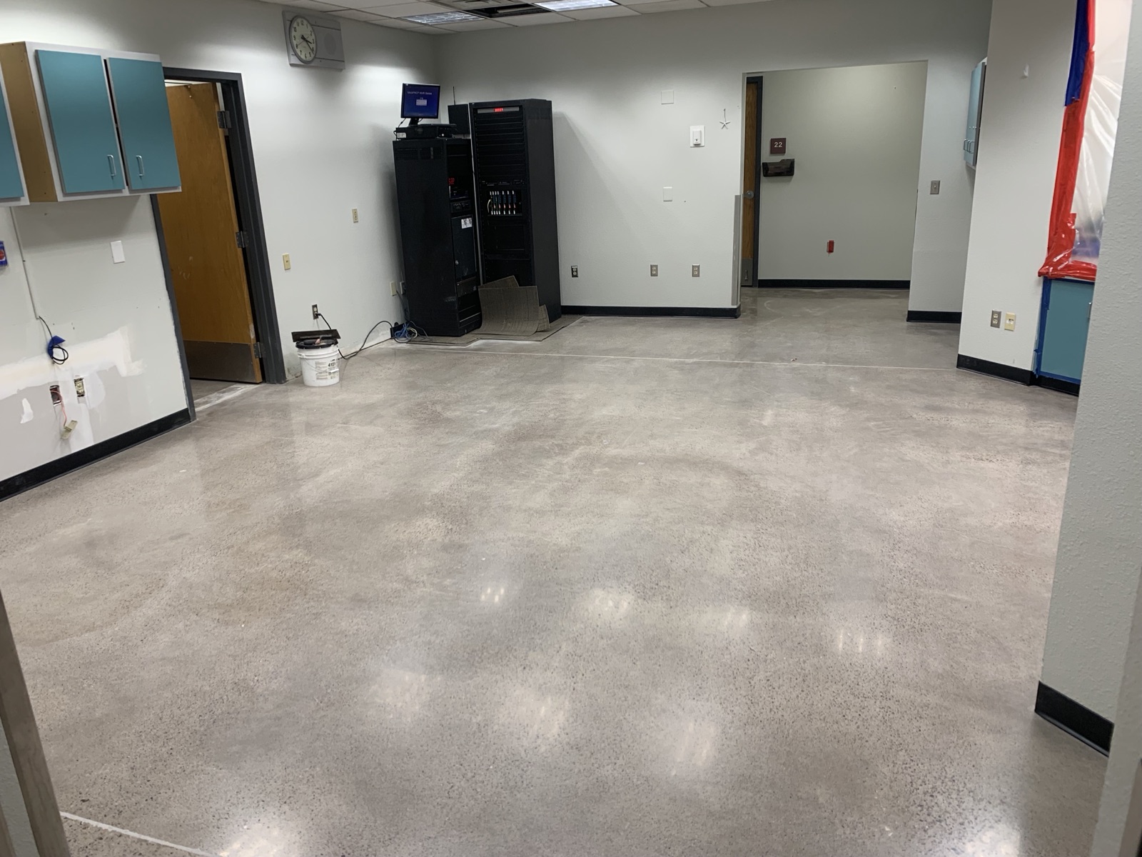 Polished concrete office floor in a Mesa-area commercial space